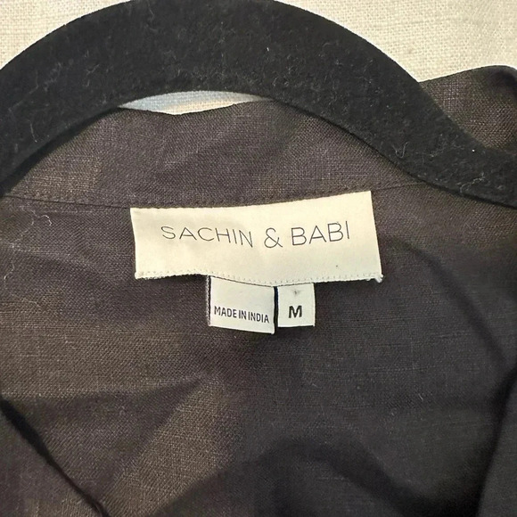 Sachin & Babi Avery Lightweight Linen V-Neck Tassel Mini Dress Size Medium - Picture 7 of 7